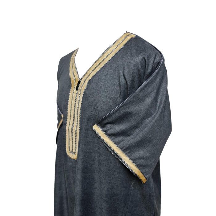 Khlplnslv Khlplnslv Ac3 Men Moroccan Grey Short Sleeves Thobe Jubba Kandora Dishasha (1)