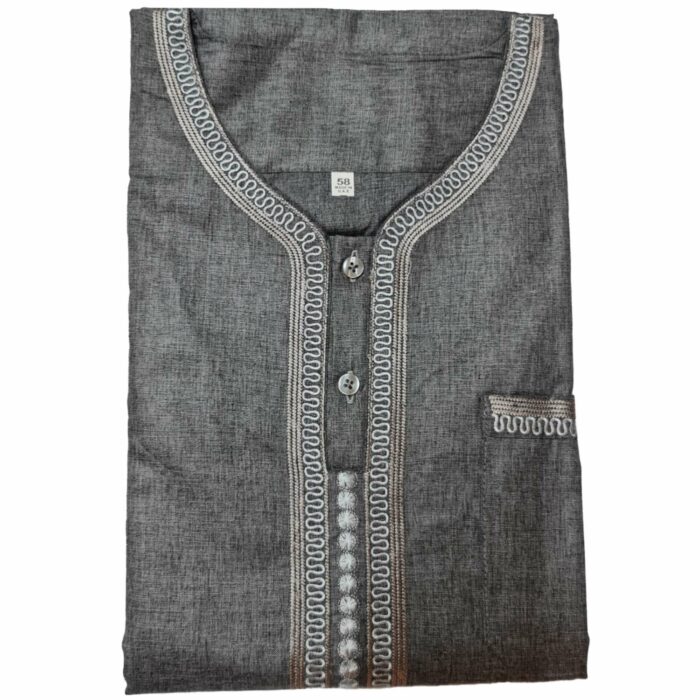 Khlslvconf Bb1 Men Moroccan Grey Short Sleeves Thobe Jubba Kandora Dishasha