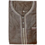 Khlslvconf Bb11 Men Moroccan Beige Brown Short Sleeves Thobe Jubba Kandora Dishasha