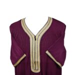 Khlslvfnln Aa6 Moroccan Burgundy Striped Short Sleeve Thobe Jubba Kandora 183428