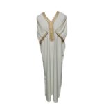 Khlslvfnln Aa8 Moroccan Cream Striped Short Sleeve Thobe Jubba Kandora 183930