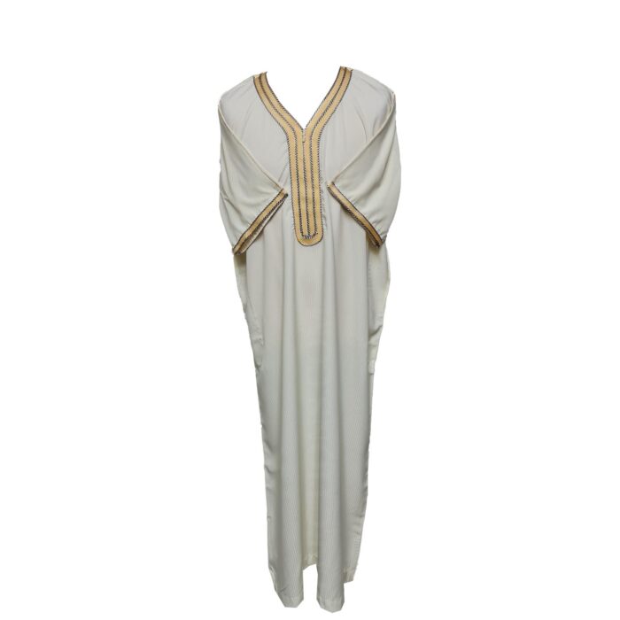 Khlslvfnln Aa8 Moroccan Cream Striped Short Sleeve Thobe Jubba Kandora 183930