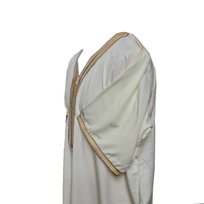 Khlslvfnln Aa8 Moroccan Cream Striped Short Sleeve Thobe Jubba Kandora 183951