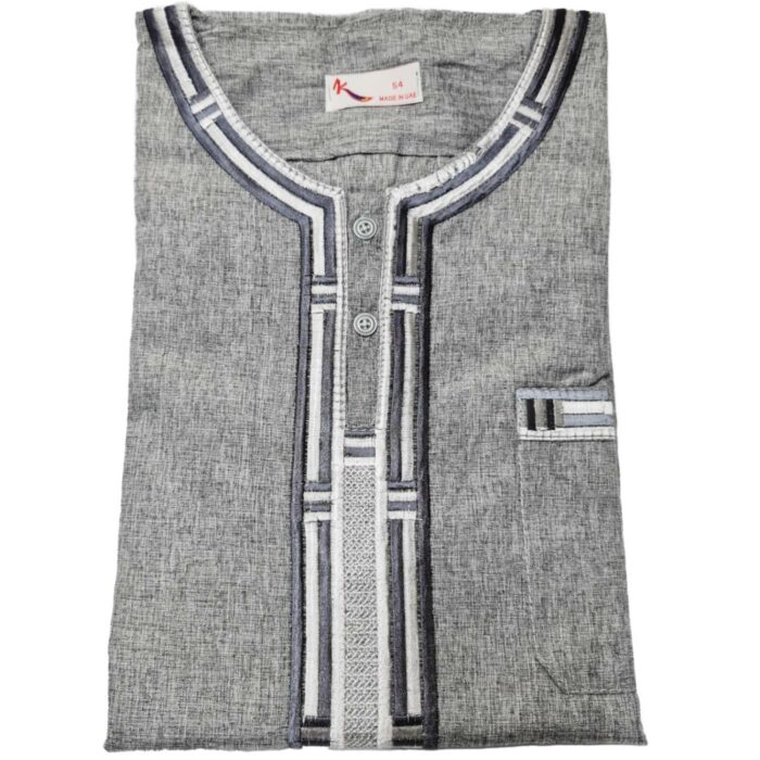 Khlslvgry Dd8 Men Moroccan Grey Short Sleeves Thobe Jubba Kandora Dishasha8