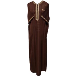 Khlstrpfln Ab1 Moroccan Short Sleeve Brown Thobe Jubba Kandora (1)