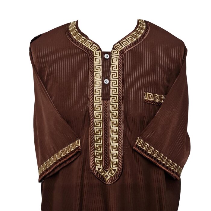 Khlstrpfln Ab1 Moroccan Short Sleeve Brown Thobe Jubba Kandora (3)