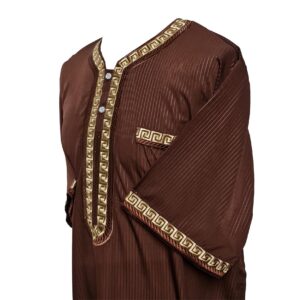 Khlstrpfln Ab1 Moroccan Short Sleeve Brown Thobe Jubba Kandora (4)