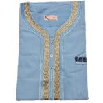 Khlstrpfln Ab21 Moroccan Blue Polyester Blend Short Sleeves Thobe Jubba Kandora