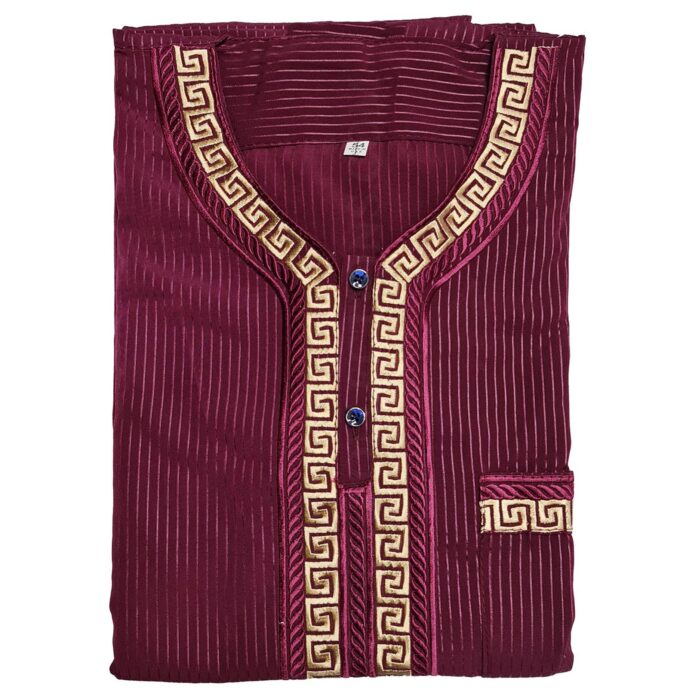 Khlstrpfln Ab6 Moroccan Short Sleeve Maroon Thobe Jubba Kandora (2)
