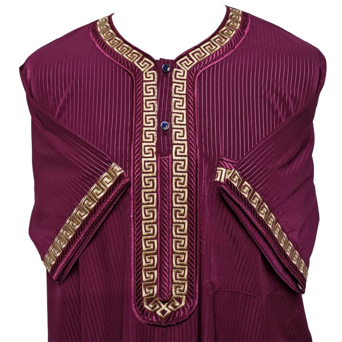 Khlstrpfln Ab6 Moroccan Short Sleeve Maroon Thobe Jubba Kandora (3)