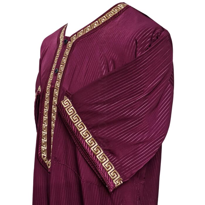 Khlstrpfln Ab6 Moroccan Short Sleeve Maroon Thobe Jubba Kandora (4)