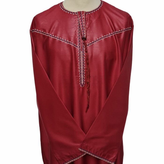 Khtemrtkids 002 Maroon Kids Emirati Long Sleeves Thobe Jubba (118)