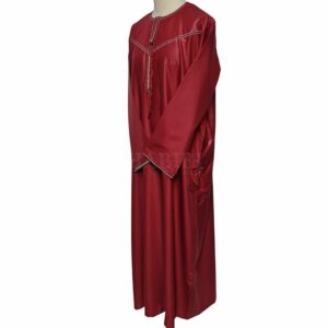 Khtemrtkids 002 Maroon Kids Emirati Long Sleeves Thobe Jubba (121)