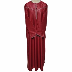 Khtomani 001l Maroon Men Emirati Long Sleeves Thobe Jubba (107)