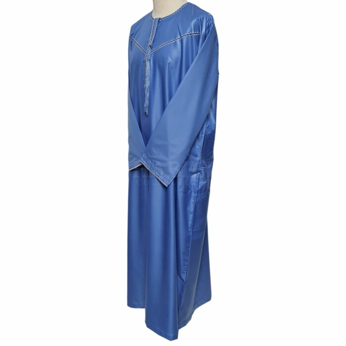 Khtomani 002l Blue Men Emirati Long Sleeves Thobe Jubba (102)