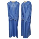 Khtomani 002l Blue Men Emirati Long Sleeves Thobe Jubba (99)