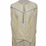 Khtomani 004l Cream Light Yellow Men Emirati Long Sleeves Thobe Jubba (100)