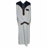 Khal001 Men Moroccan Whit Blue Long Sleeves Thobe Jubba Kandora 06 24t210501.348