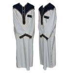 Khal001 Men Moroccan Whit Blue Long Sleeves Thobe Jubba Kandora 06 24t210806.165