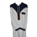 Khal001 Men Moroccan Whit Blue Long Sleeves Thobe Jubba Kandora0624 145515