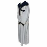 Khal001 Men Moroccan Whit Blue Long Sleeves Thobe Jubba Kandora0624 145522