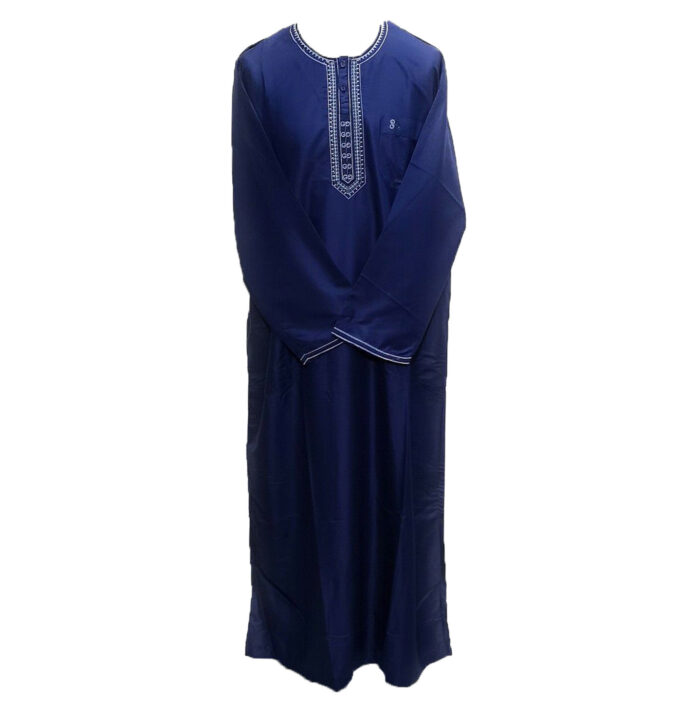 Ldt 001 Navy Mens Moroccan Long Sleeve Jubba Thobe