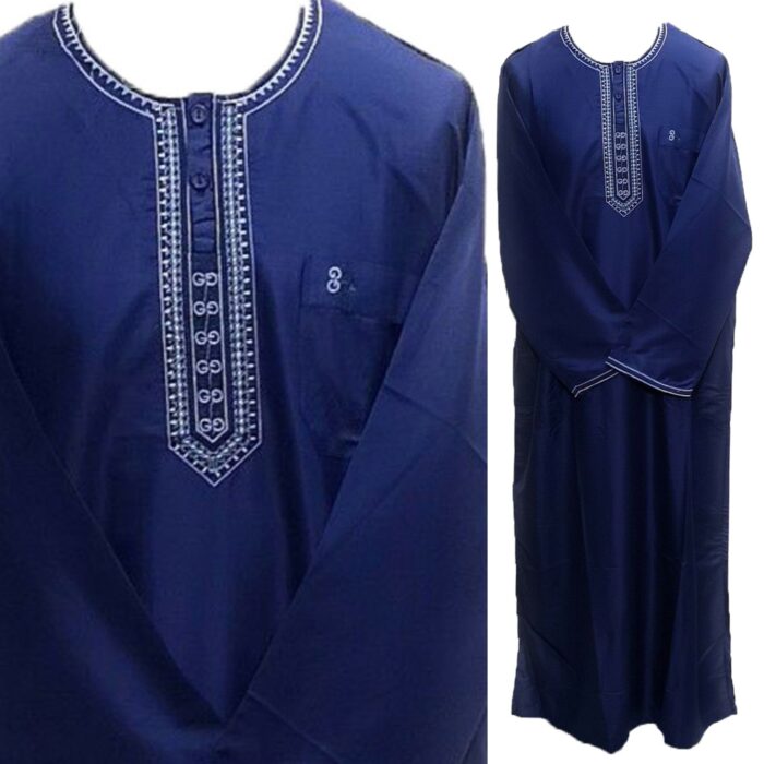 Ldt 001 Navy Mens Moroccan Long Sleeve Jubba Thobe Img2