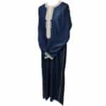 Lngslvctn 004 Zip Front Moroccan Navy Blue Long Sleeve Cotton Thobe Jubba Dishdasha Kandorah (4)