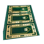 Large Burgundy Green Multicoloured Islamic Prayer Mat Rug Musallah Janamaaz (3 People)