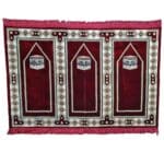 Large Burgundy Green Multicoloured Islamic Prayer Mat Rug Musallah Janamaaz (3 People) (6)