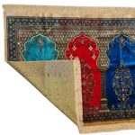 Large Red Blue Beige Multicoloured Islamic Prayer Mat Rug Musallah Janamaaz (3 People) (1)