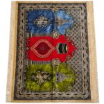 Large Red Green Blue Beige Multicoloured Kaba Islamic Prayer Mat Rug Musallah Janamaaz (3 People) (1)