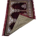 Large Turkish Maroon Burgundy Islamic Prayer Mat Rug Musallah Janamaaz (3 People) (1)