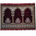 Large Turkish Maroon Burgundy Islamic Prayer Mat Rug Musallah Janamaaz (3 People) (2)