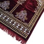 Large Turkish Maroon Burgundy Islamic Prayer Mat Rug Musallah Janamaaz (3 People) (3)
