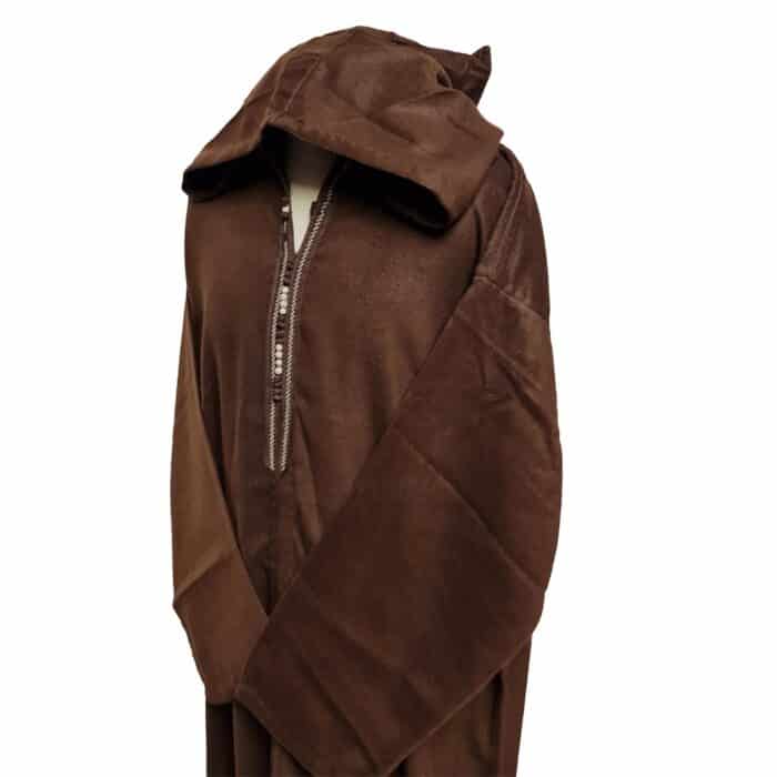 M2 Plus Size Moroccan Winter Wool Blend Brown Long Sleeve Hooded Thobe Djellaba (5)