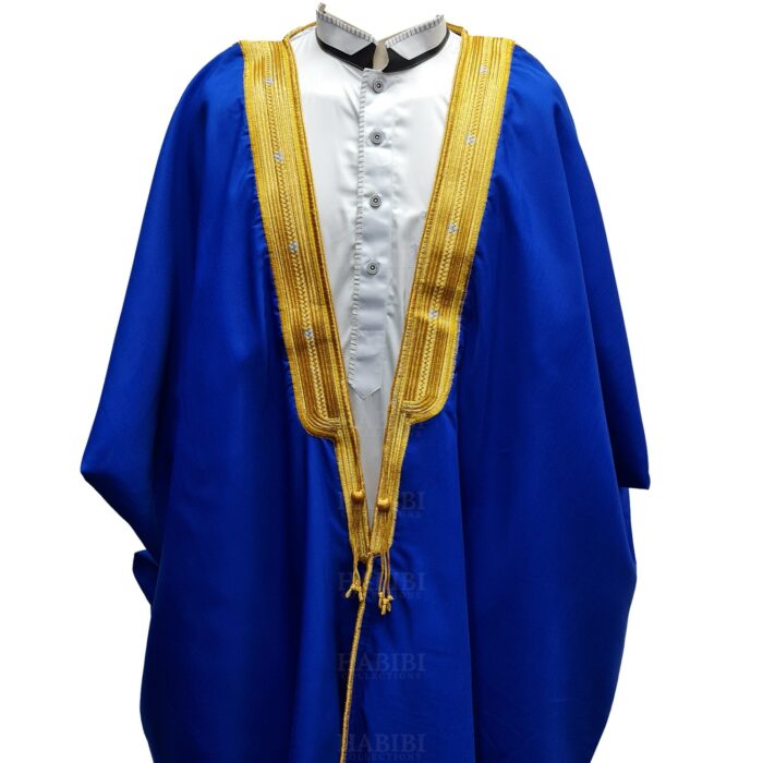 M21 Bisht 3qsslv 011 Men’s Premium 3 Quarter Sleeve Arabian Bisht Royal Blue Cloak Arab Dress Thobe Islam Robe Eid 233835