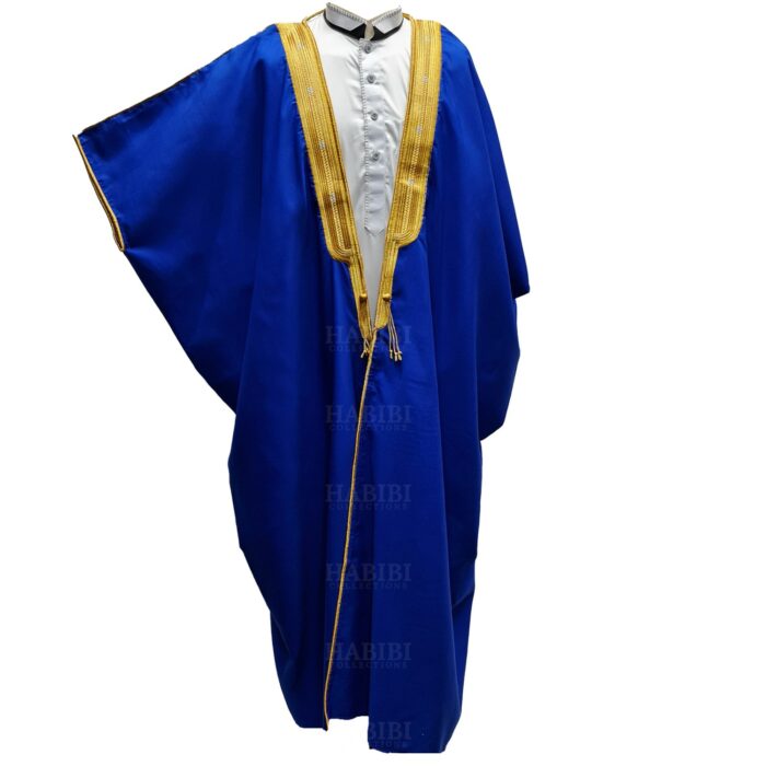 M21 Bisht 3qsslv 011 Men’s Premium 3 Quarter Sleeve Arabian Bisht Royal Blue Cloak Arab Dress Thobe Islam Robe Eid 233920