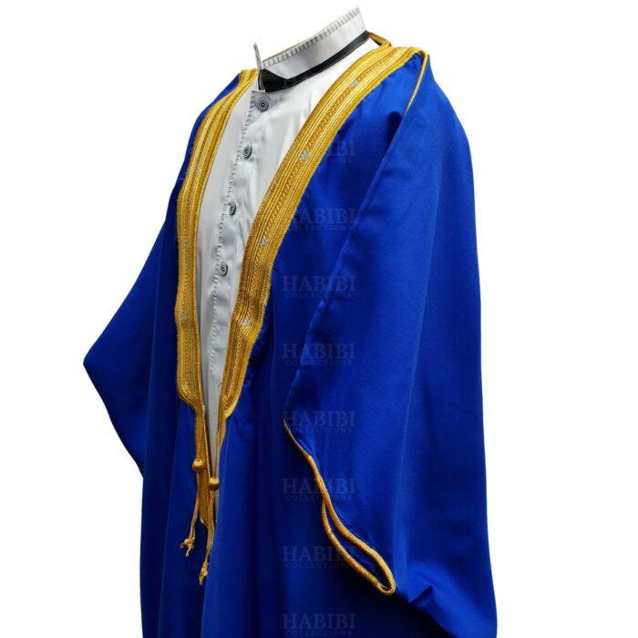 M21 Bisht 3qsslv 011 Men’s Premium 3 Quarter Sleeve Arabian Bisht Royal Blue Cloak Arab Dress Thobe Islam Robe Eid 234000