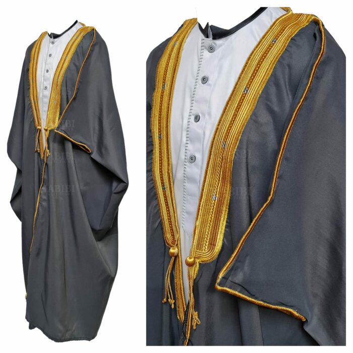M21 Bisht 3qsslv 05 Men's Premium 3 Quarter Sleeve Arabian Bisht Green Silver Cloak Arab Dress Thobe Islam Robe Eid 05 25t194202.688