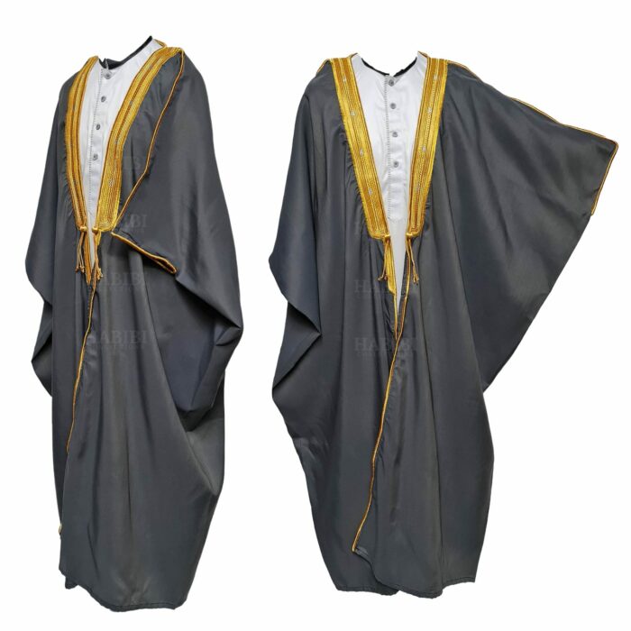 M21 Bisht 3qsslv 05 Men's Premium 3 Quarter Sleeve Arabian Bisht Green Silver Cloak Arab Dress Thobe Islam Robe Eid 05 25t194308.143