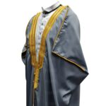 M21 Bisht 3qsslv 056 Men’s Premium 3 Quarter Sleeve Arabian Bisht Grey Gold Cloak Arab Dress Thobe Islam Robe Eid 234359