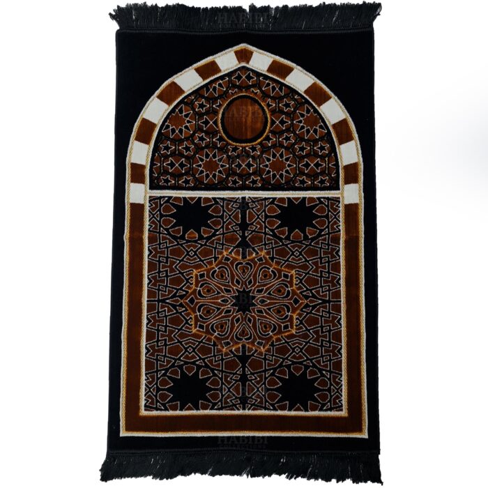 Luxury Soft Islamic Arch Mehrab Prayer/Wall Mat Gold Black Grey by Saffa