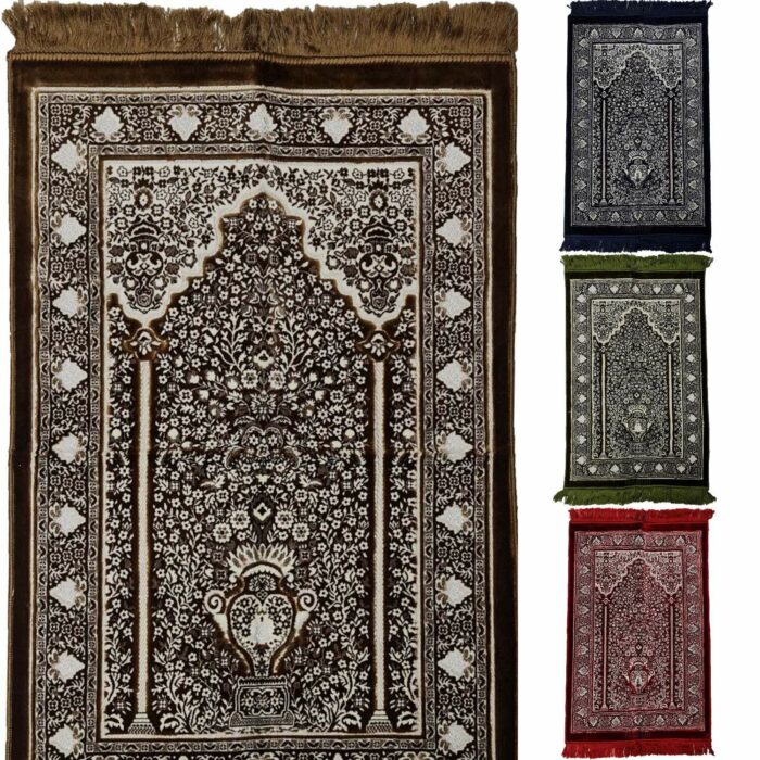 Super Soft Islamic Prayer Mat Vase Floral Jannamaz Musallah Turkish