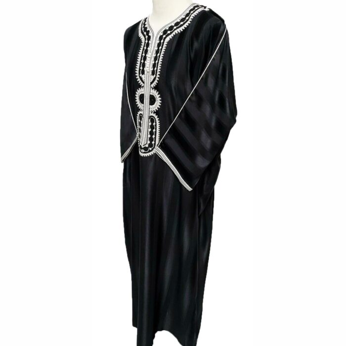 Moroccan Black Striped 3-Quarter Sleeve Thobe