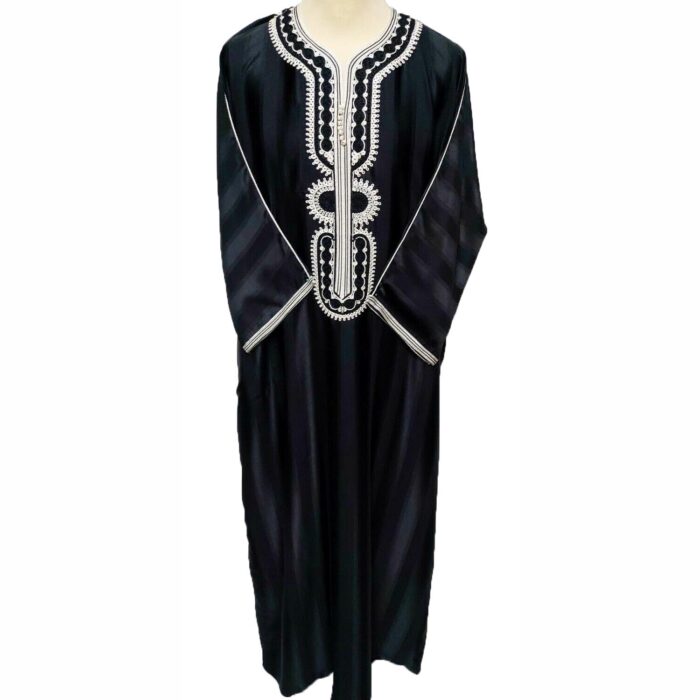 Moroccan Black Striped 3-Quarter Sleeve Thobe