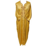 M3qs 001 Habibicollections Mens Moroccan 3 Quarter Sleeve Gold Patterned Jubba Thobe 115442