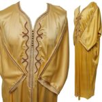 M3qs 001 Habibicollections Mens Moroccan 3 Quarter Sleeve Gold Patterned Jubba Thobe 115449