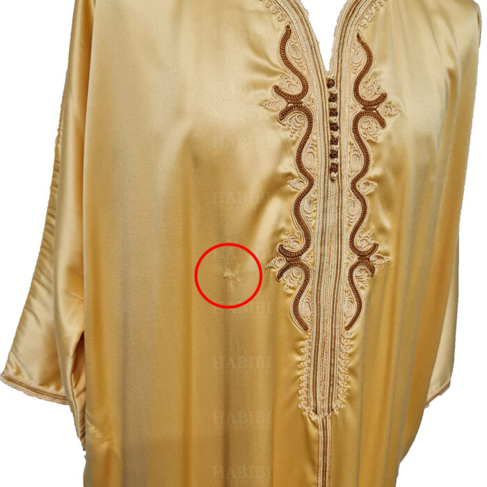 M3qs 001 Habibicollections Mens Moroccan 3 Quarter Sleeve Gold Patterned Jubba Thobe 11553