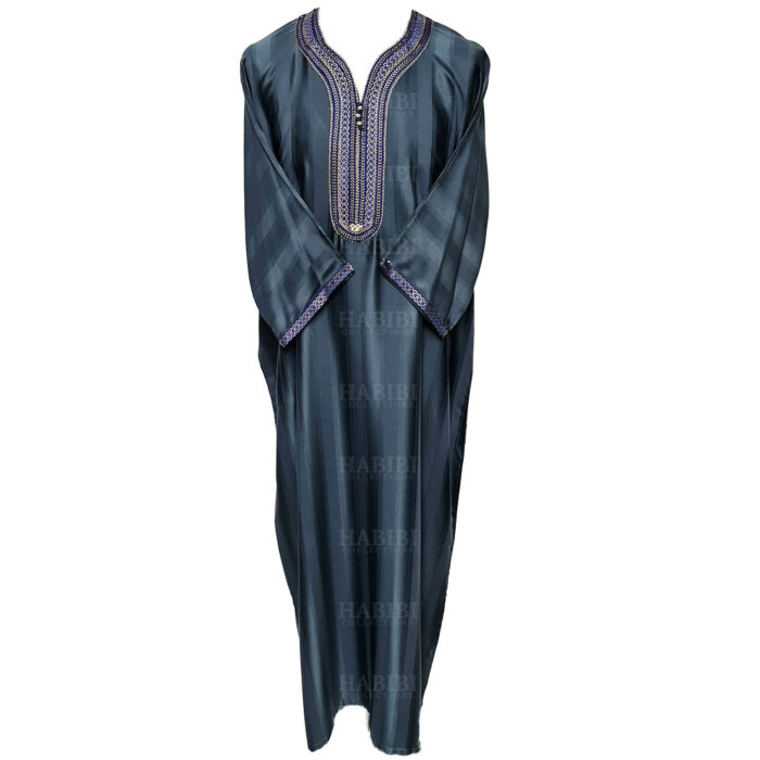 M3qs 005 Habibicollections Mens Moroccan 3 Quarter Sleeve Patterned Jubba Thobe 120237